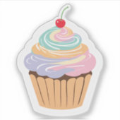 Mooie Pastelkleurige Cupcake Sticker (Voorkant)