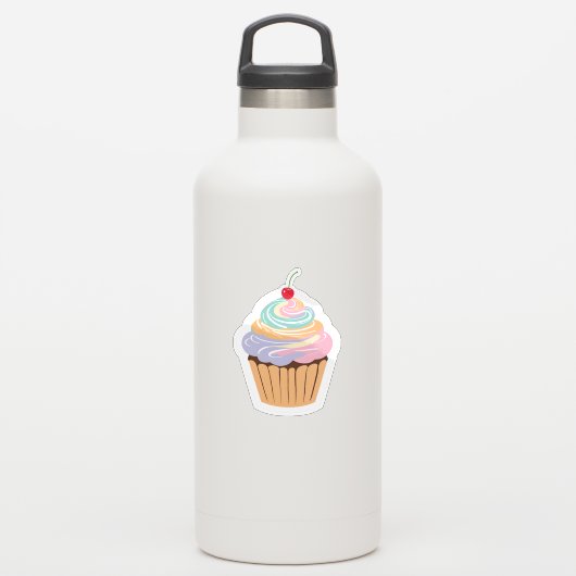 Mooie Pastelkleurige Cupcake Sticker (Waterfles)