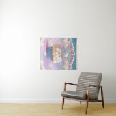 Mooie Pastelkleurige Cupcake Verjaardagsbanner  Wandkleed (In Situ (horizontaal))