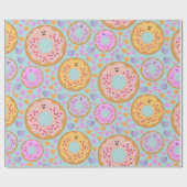 Mooie Pastelkleurige Donuts & Hartjes Cadeaupapier (Vlak)