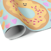 Mooie Pastelkleurige Donuts & Hartjes Cadeaupapier (Rol Hoek)