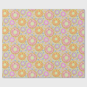 Mooie Pastelkleurige Donuts & Hartjes Cadeaupapier