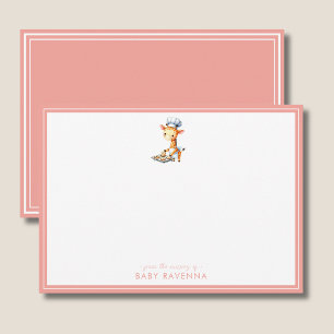 Mooie Pastelkleurige Giraffe Chef Babyshower Notit Notitiekaartje