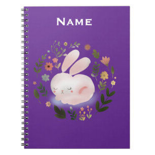 Mooie Pastelkleurige Lente Konijn Bloemenkrans Kin Notitieboek