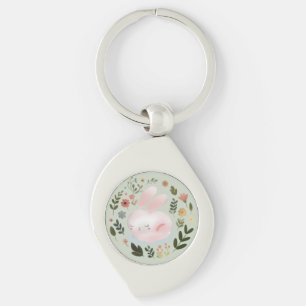 Mooie Pastelkleurige Lente Konijn Bloemenkrans Kin Sleutelhanger