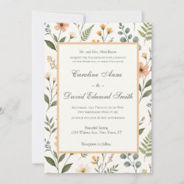 Mooie Pastelkleurige Neutrale Wilde Bloemen en Var Kaart
