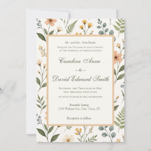 Mooie Pastelkleurige Neutrale Wilde Bloemen en Var Kaart