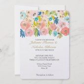 Mooie Pastelkleurige Waterverf Bloemen Trouw Uitno Kaart (Voorkant)