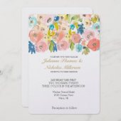 Mooie Pastelkleurige Waterverf Bloemen Trouw Uitno Kaart (Voorkant / Achterkant)