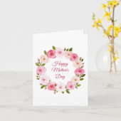 Mooie Pastelkleurige Waterverf Rozenkrans Kaart (Gele Bloem)