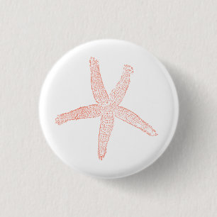 Mooie pastelroze zeesterillustratie ronde button 3,2 cm