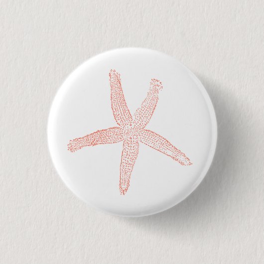 Mooie pastelroze zeesterillustratie ronde button 3,2 cm (Voorkant)