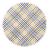 Mooie pastelschotscottish plaid beige en blauw keramische knop (Voorkant)