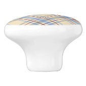 Mooie pastelschotscottish plaid beige en blauw keramische knop (Zijkant)