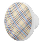 Mooie pastelschotscottish plaid beige en blauw keramische knop (Rechts)