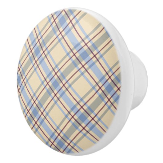 Mooie pastelschotscottish plaid beige en blauw keramische knop (Rechts)