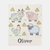 Mooie Patchwork Boerderijdieren Fleece Deken (Voorkant)