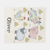Mooie Patchwork Boerderijdieren Fleece Deken (Voorkant (Horizontaal))