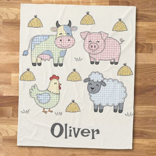 Mooie Patchwork Boerderijdieren Fleece Deken