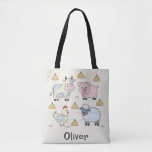 Mooie Patchwork Boerderijdieren Tote Bag