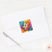 Mooie Patchwork Geest Kleurrijke Spat-art Vierkante Sticker (Envelop)