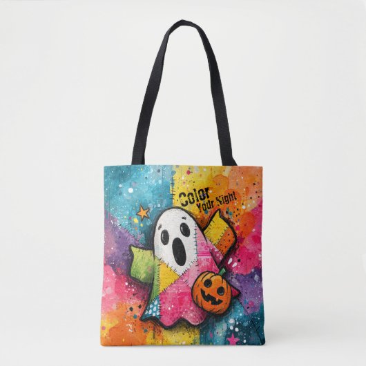 Mooie Patchwork Geest Kleurrijke Spatart Kunst Tote Bag (Voorkant)