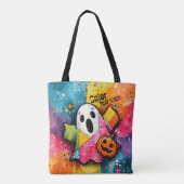 Mooie Patchwork Geest Kleurrijke Spatart Kunst Tote Bag (Achterkant)