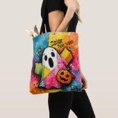 Mooie Patchwork Geest Kleurrijke Spatart Kunst Tote Bag (Dichtbij)