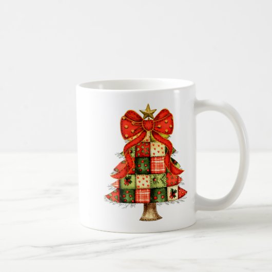 Mooie patchwork kerstboom vrolijk Kerstmis mannen Koffiemok (Rechts)