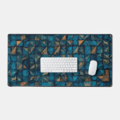 Mooie patchwork "look" in donker teal bureaumat (Keyboard & Muis)