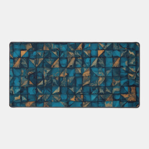 Mooie patchwork "look" in donker teal bureaumat