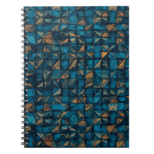 Mooie patchwork "look" in donker teal notitieboek