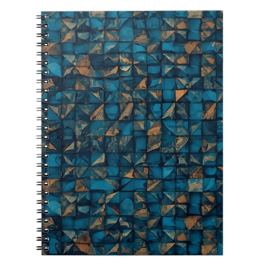 Mooie patchwork "look" in donker teal notitieboek (Voorkant)