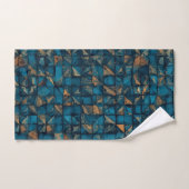 Mooie patchwork "look" in donker turquoise bad handdoek (Handdoek)