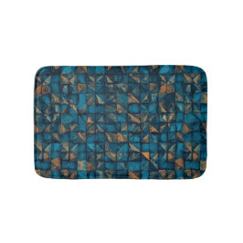 Mooie patchwork "look" in donker turquoise badmat