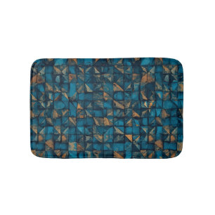 Mooie patchwork "look" in donker turquoise badmat