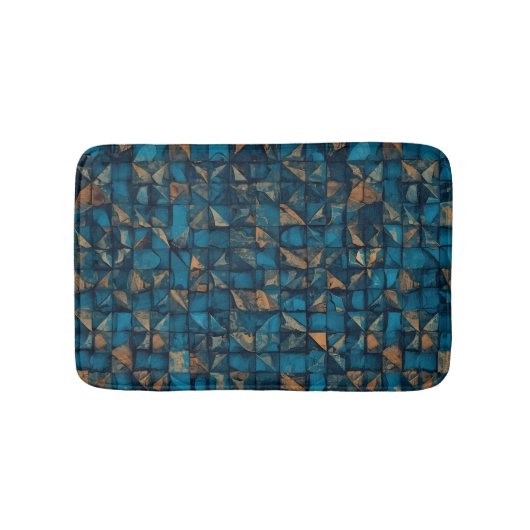 Mooie patchwork "look" in donker turquoise badmat (Voorkant)