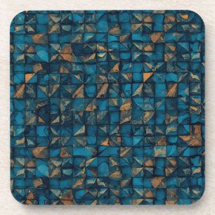 Mooie patchwork "look" in donker turquoise bier onderzetter