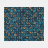 Mooie patchwork "look" in donker turquoise fleece deken (Voorkant (Horizontaal))