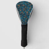 Mooie patchwork "look" in donker turquoise golfheadcover (Voorkant)