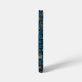 Mooie patchwork "look" in donker turquoise iPhone hoesje (Linkerkant)