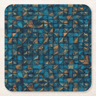 Mooie patchwork "look" in donker turquoise kartonnen onderzetters