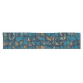 Mooie patchwork "look" in donker turquoise korte tafelloper (Horizontaal)