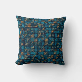 Mooie patchwork "look" in donker turquoise kussen