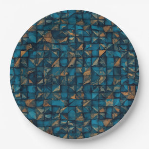 Mooie patchwork "look" in donker turquoise papieren bordje