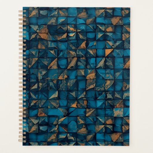 Mooie patchwork "look" in donker turquoise planner (Voorkant)