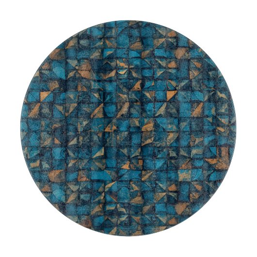 Mooie patchwork "look" in donker turquoise snijplank (Voorkant)