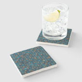 Mooie patchwork "look" in donker turquoise stenen onderzetter (Zijkant)