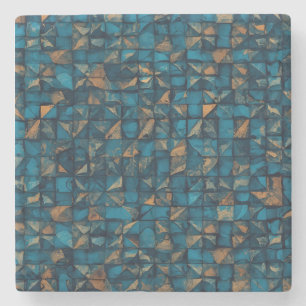 Mooie patchwork "look" in donker turquoise stenen onderzetter