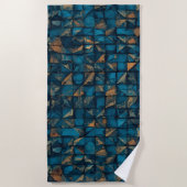 Mooie patchwork "look" in donker turquoise strandlaken (Voorkant)